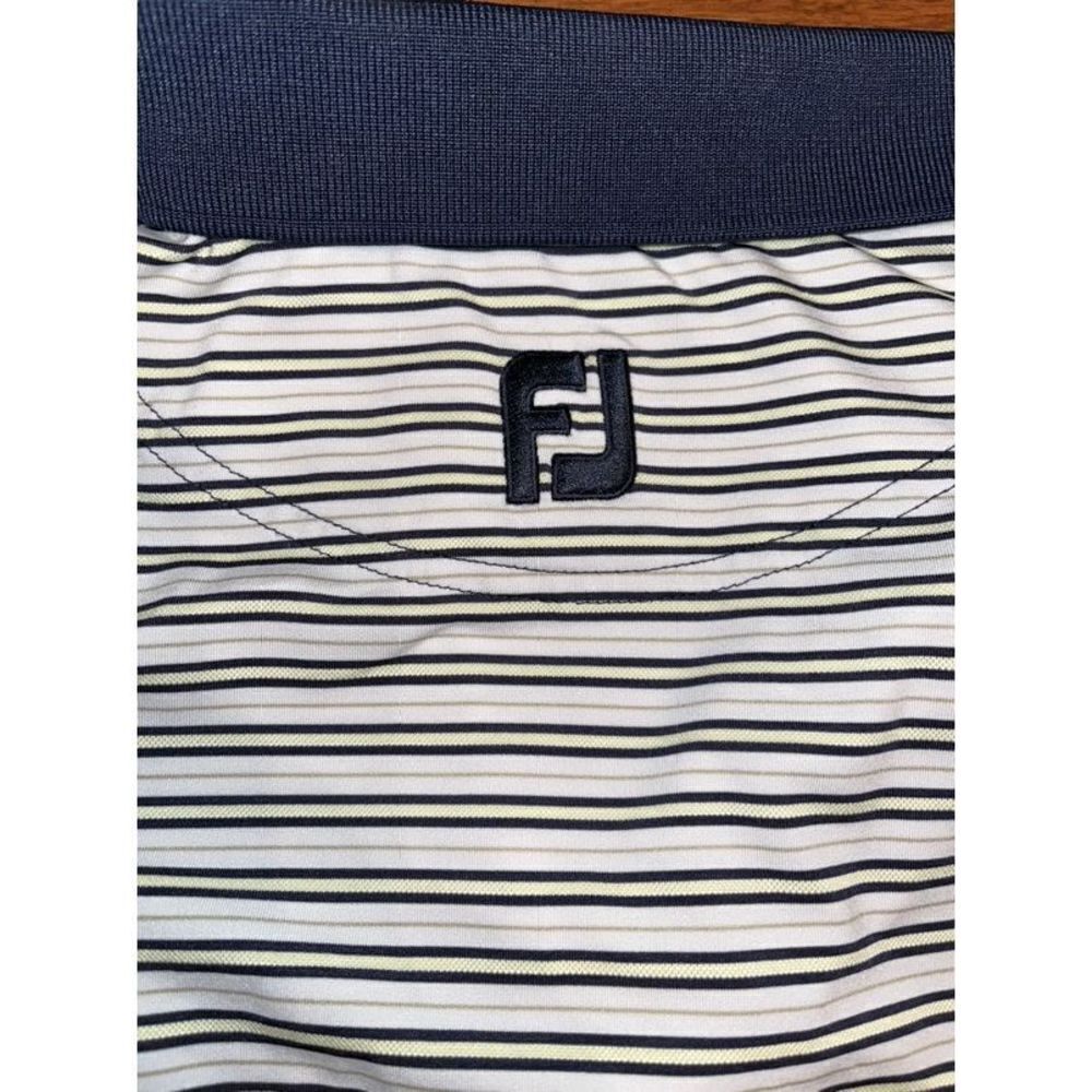 FJ FootJoy Shirt Mens XL White, yellow and blue Striped Golf Polo Lightweight Sh - Picture 5 of 7